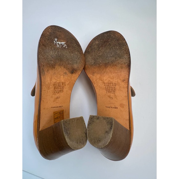 Maryam Nassir Zadeh Nora Patent Leather Retro Orange Cream Loafers Heels Sz 39 - Picture 8 of 16